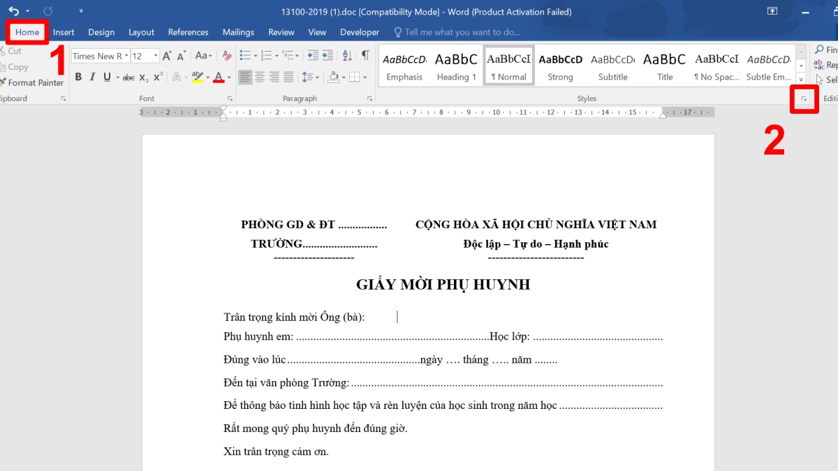 Xóa định dạng của văn bản để khắc phục lỗi không bôi đen được trong Word bước 1