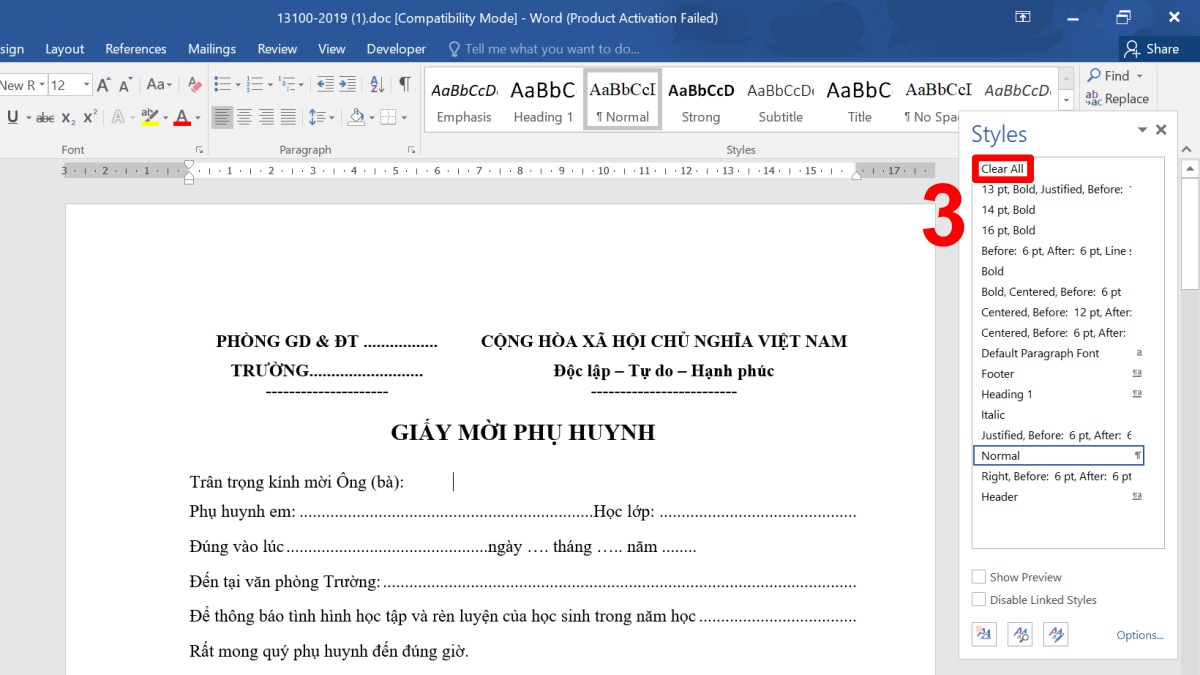 Xóa định dạng của văn bản để khắc phục lỗi không bôi đen được trong Word bước 2