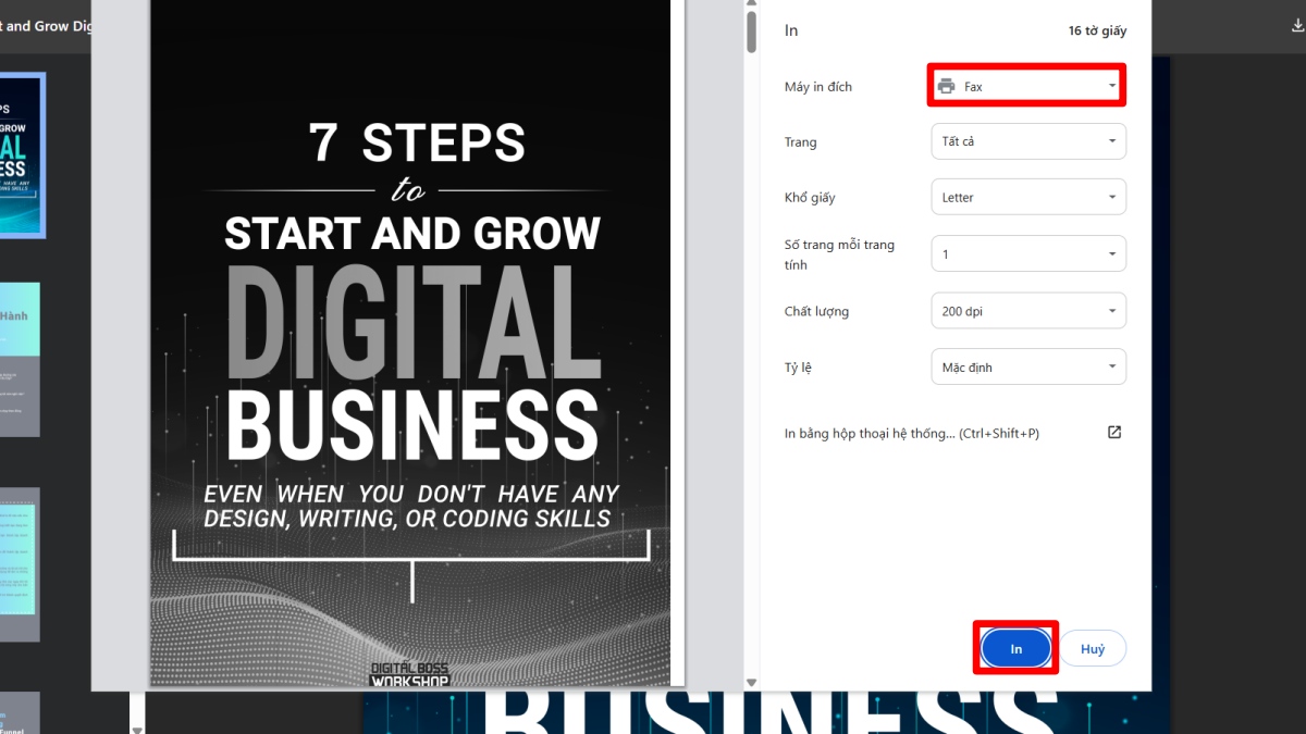 Sử dụng trình duyệt Web để in File PDF bước 3 (Hình minh họa)