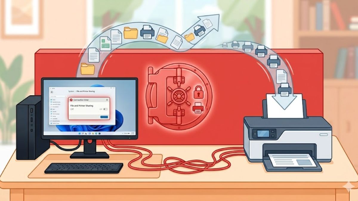 Chưa bật File and Printer Sharing khiến không nhìn thấy máy khác trong mạng LAN