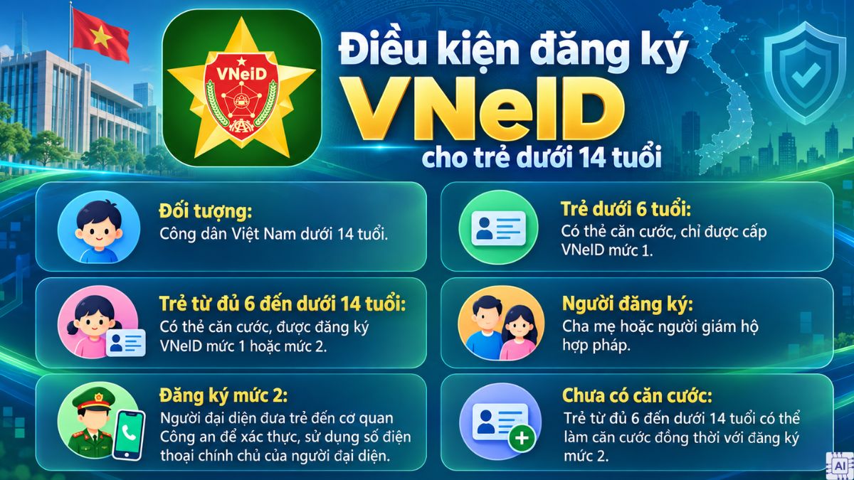 Điều kiện đăng ký VNeID cho trẻ dưới 14 tuổi