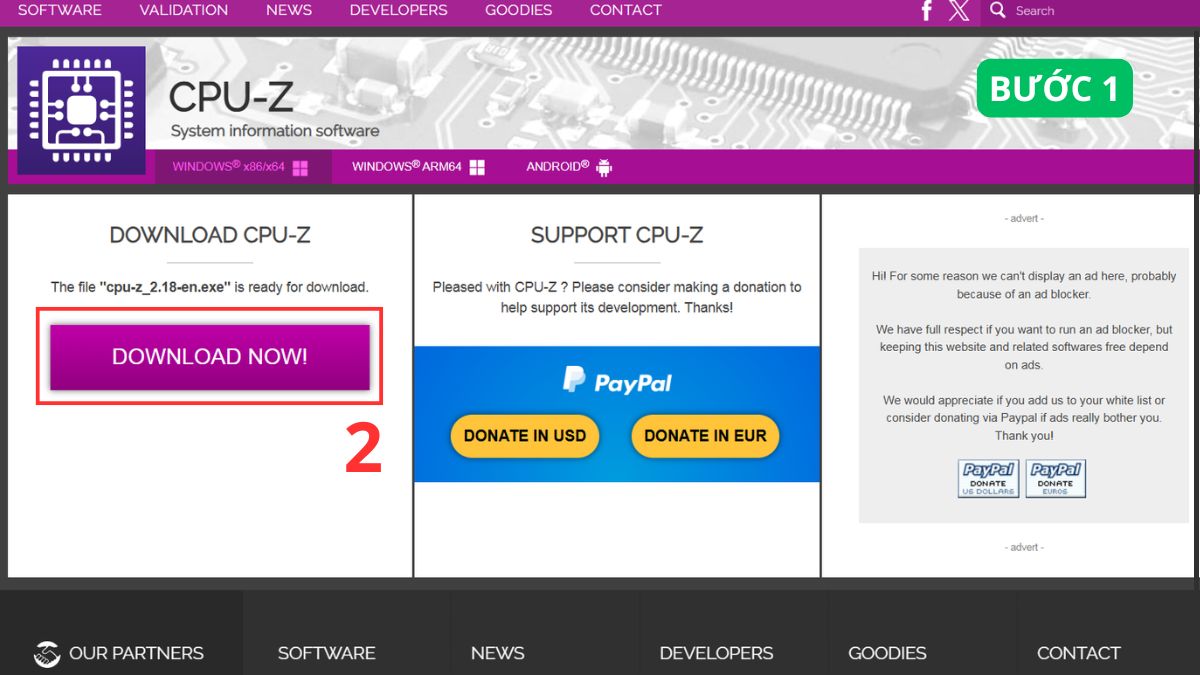 Sử dụng phần mềm CPU Z để kiểm tra cấu hình máy tính Windows bước 1 2 (Hình minh họa)