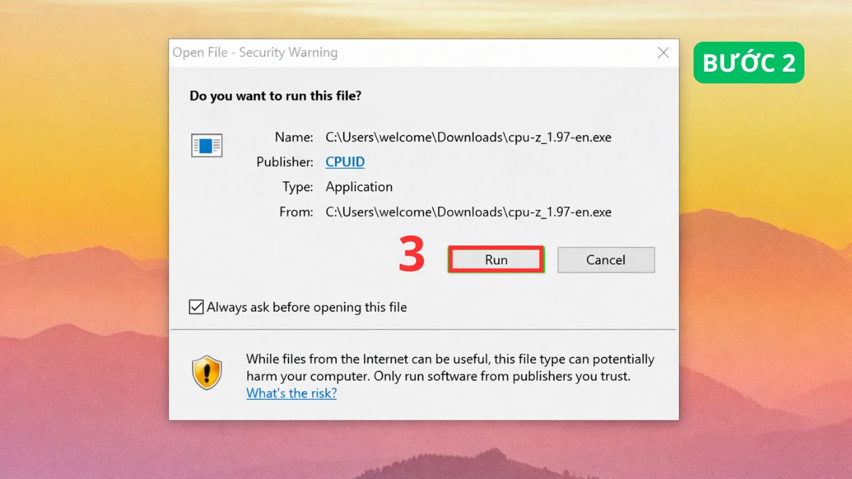 Sử dụng phần mềm CPU Z để kiểm tra cấu hình máy tính Windows bước 2 (Hình minh họa)
