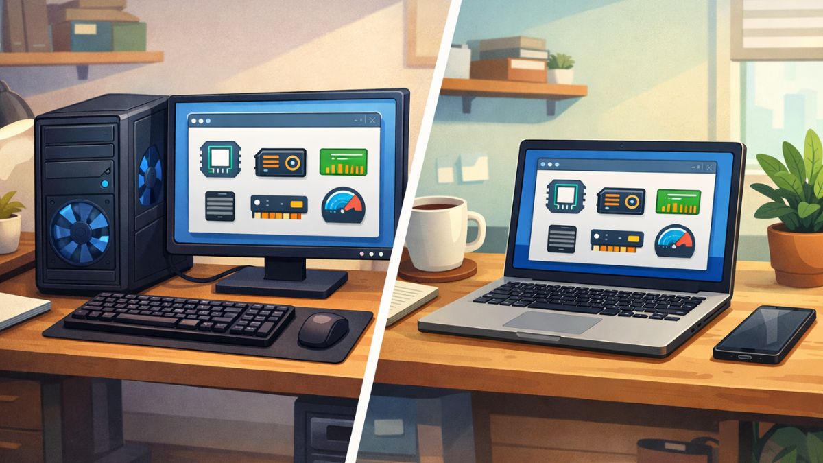 Sự khác nhau giữa kiểm tra cấu hình máy tính PC và laptop