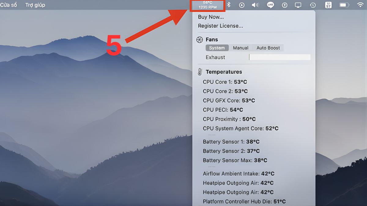 Kiểm tra nhiệt độ MacBook bằng TG Pro bước 3