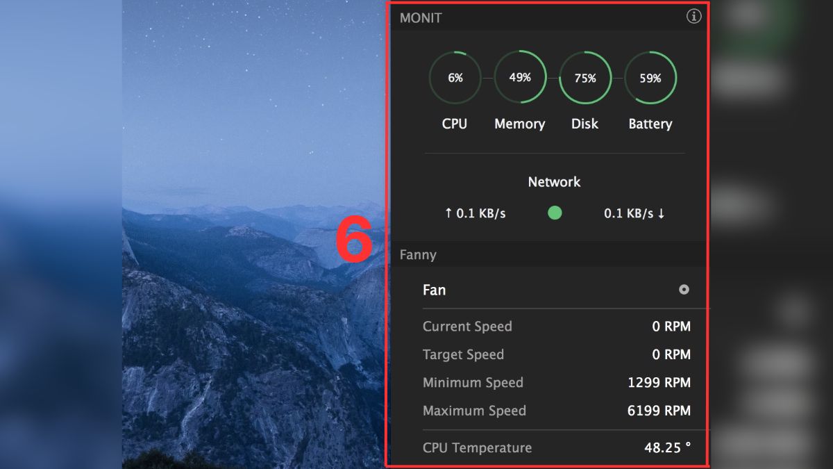 Kiểm tra nhiệt độ MacBook bằng MONIT bước 3