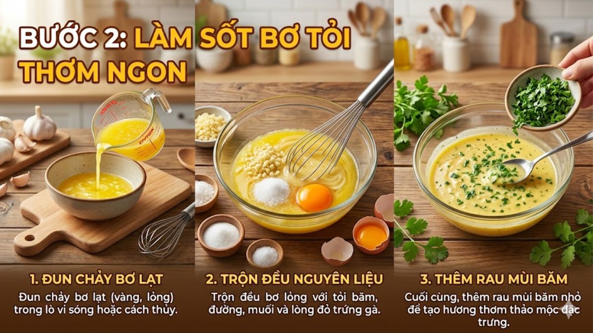 Làm sốt bơ tỏi cho bánh mì