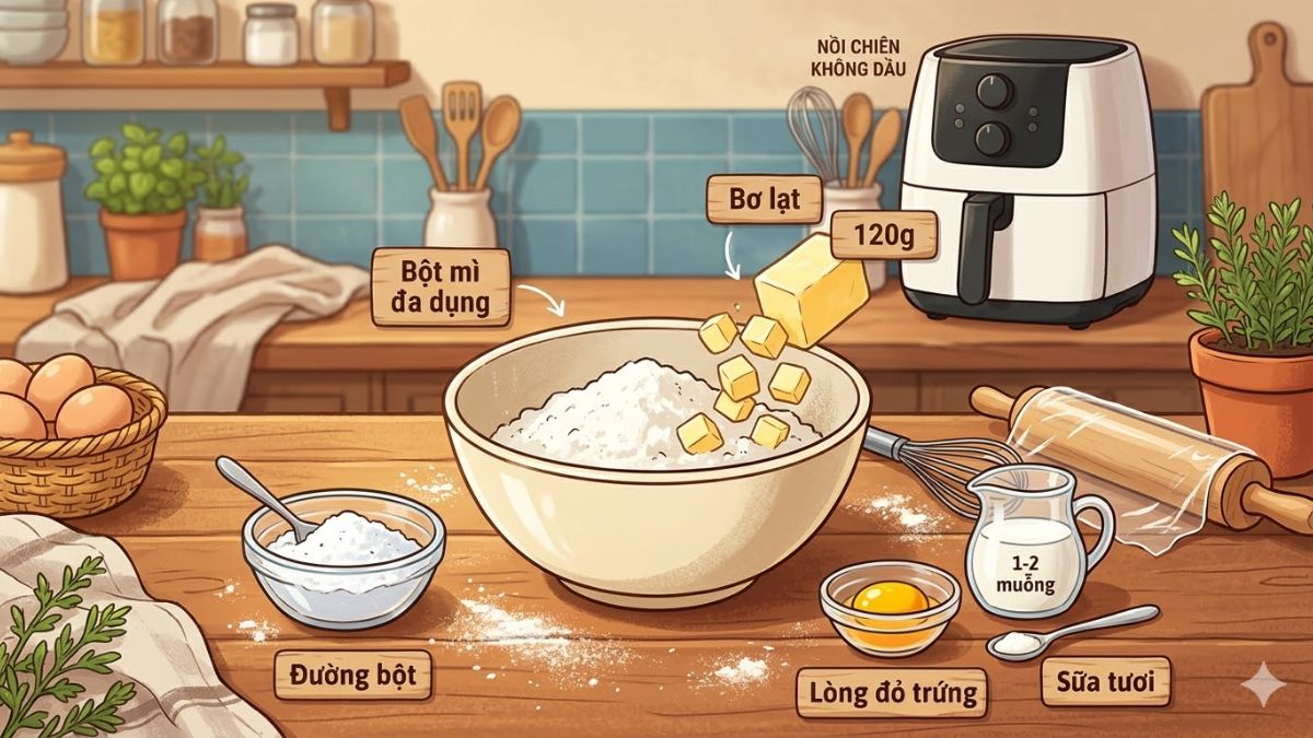 Nguyên liệu cho phần vỏ bánh tart trứng