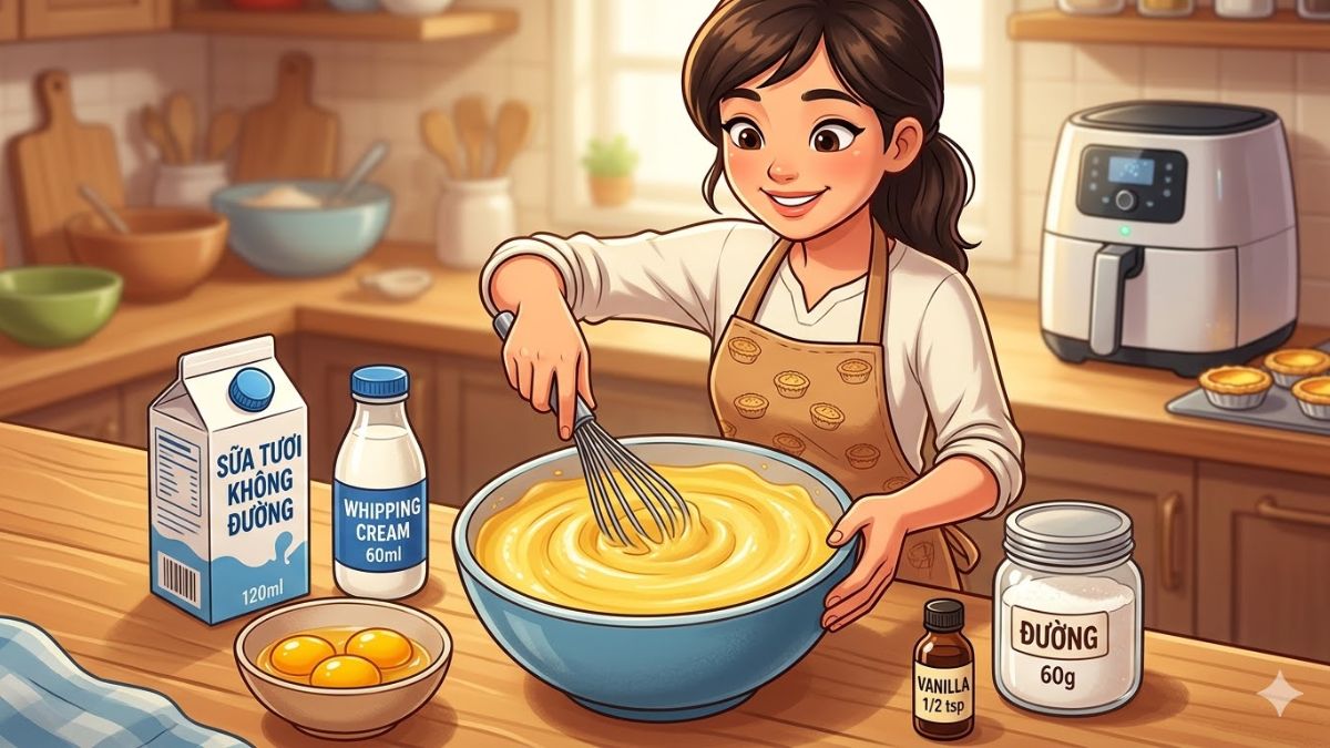 Nguyên liệu cần chuẩn bị cho phần nhân bánh tart trứng