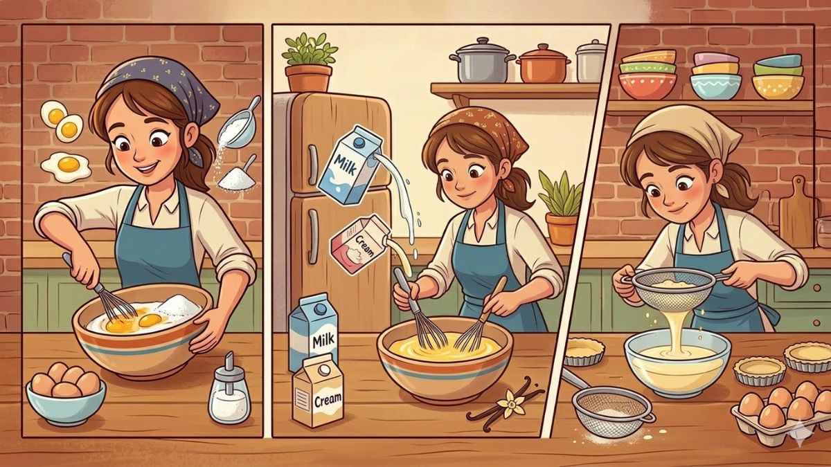 Làm hỗn hợp nhân trứng sữa cho bánh tart trứng