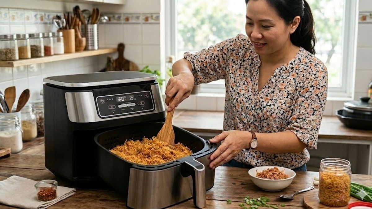 Làm ruốc bằng nồi chiên không dầu là giải pháp tiện lợi và hiện đại