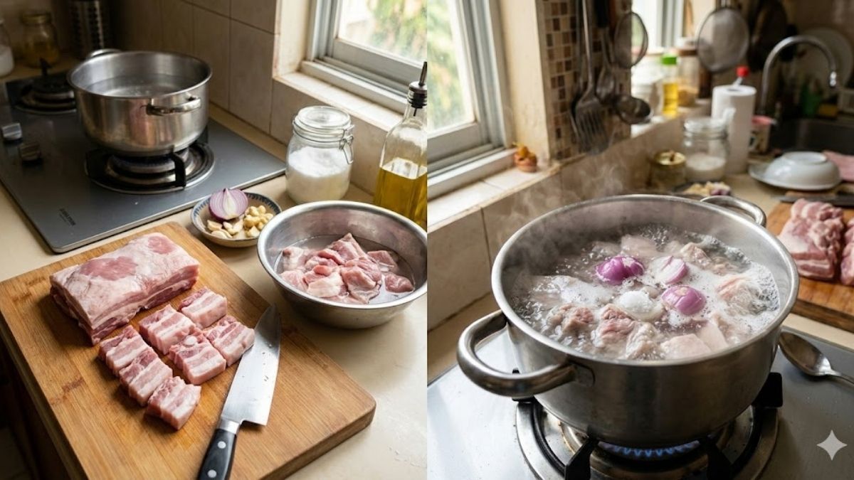 Sơ chế và luộc thịt đúng cách trước khi làm ruốc