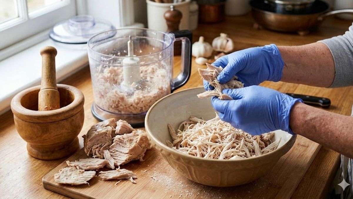 Xé sợi và đánh bông thịt