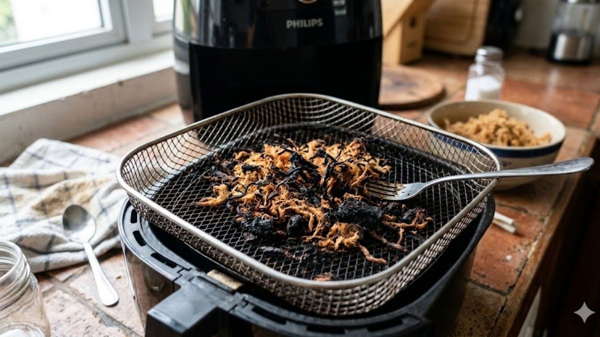 Cách xử lý ruốc bị cháy xém khi làm nồi chiên không dầu