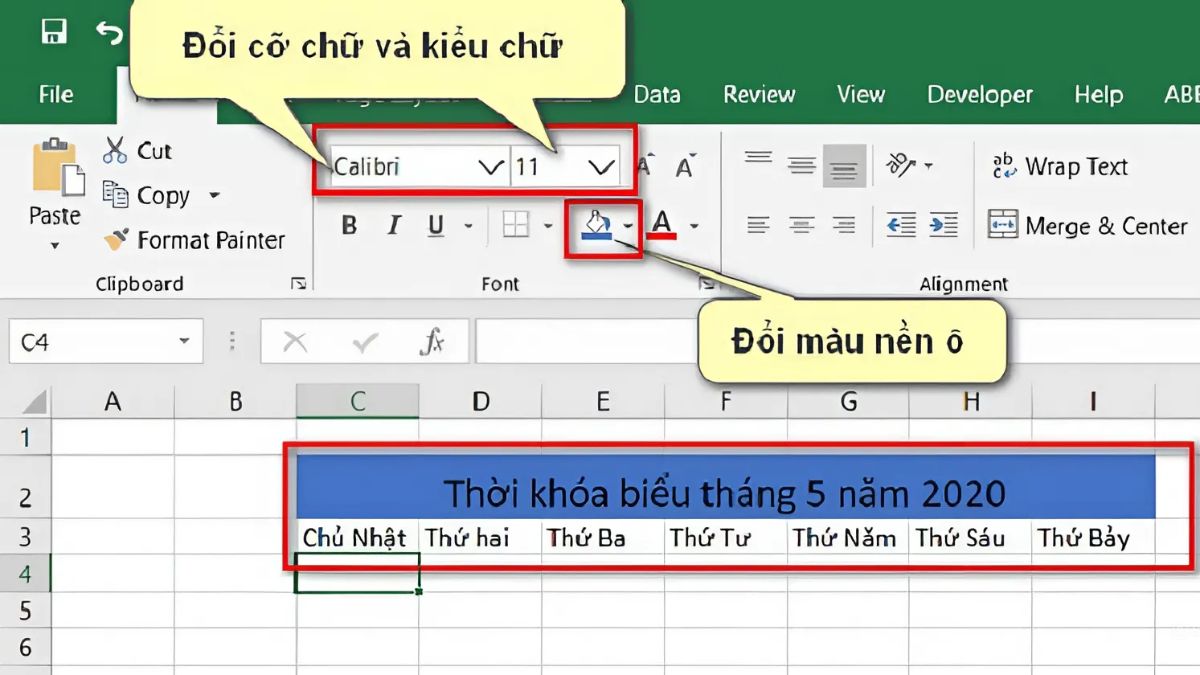 Thiết lập khuôn mẫu cho thời khóa biểu bước 1 (Hình minh họa)