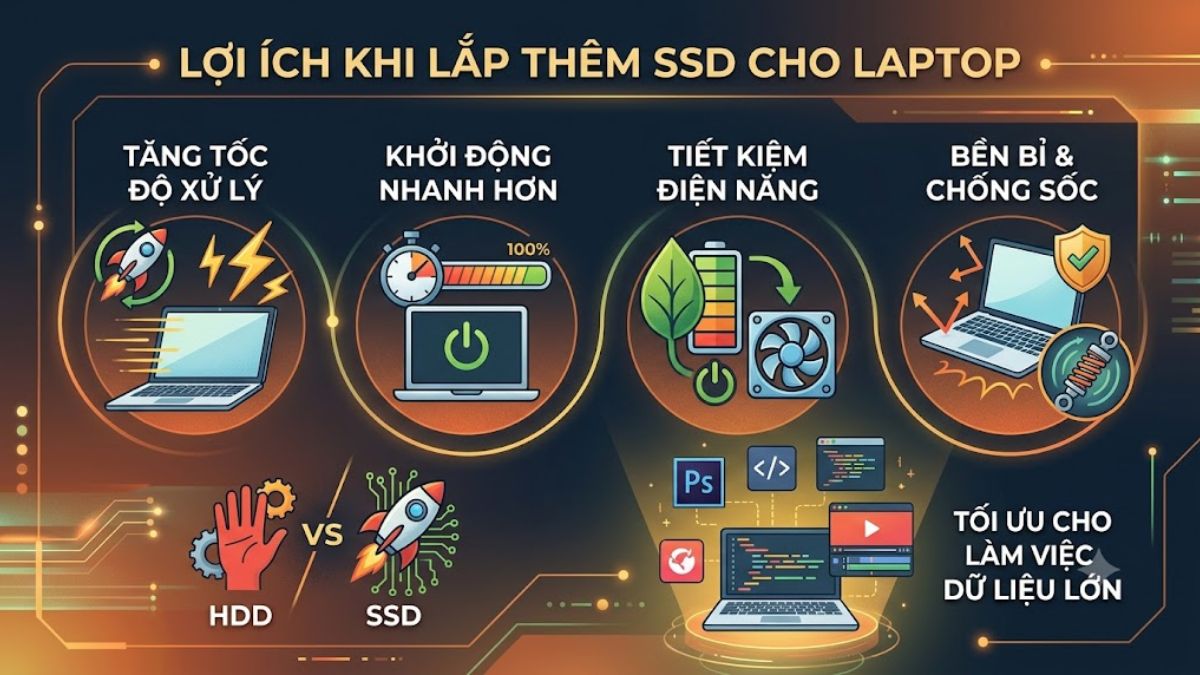 Lợi ích của việc lắp thêm ổ cứng cho laptop