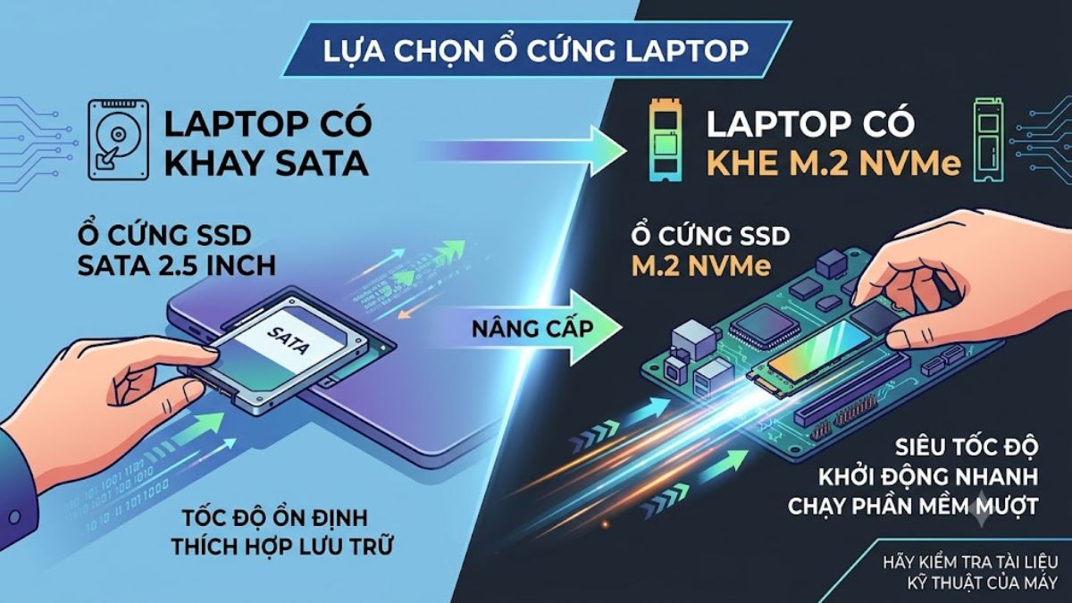 Cách chọn loại ổ cứng để lắp thêm ổ cứng cho laptop