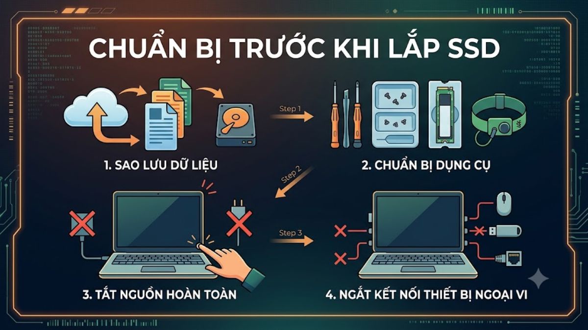 Chuẩn bị trước khi lắp ổ cứng cho laptop