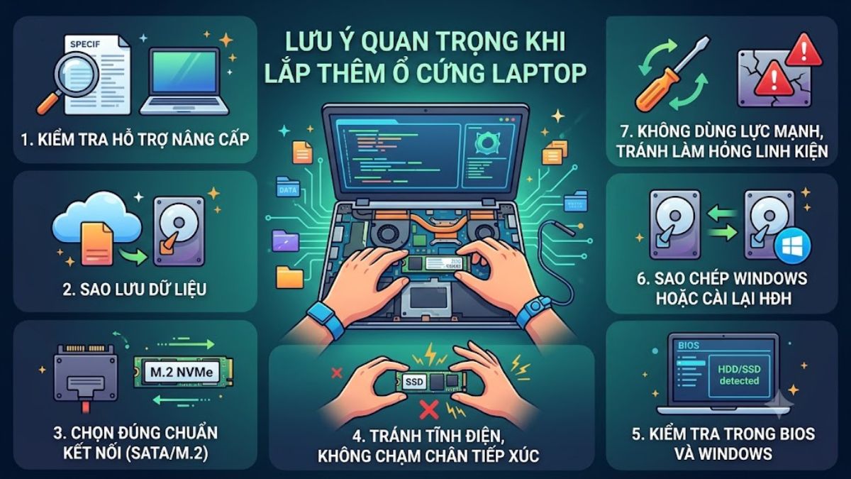 Những lưu ý quan trọng khi lắp thêm ổ cứng