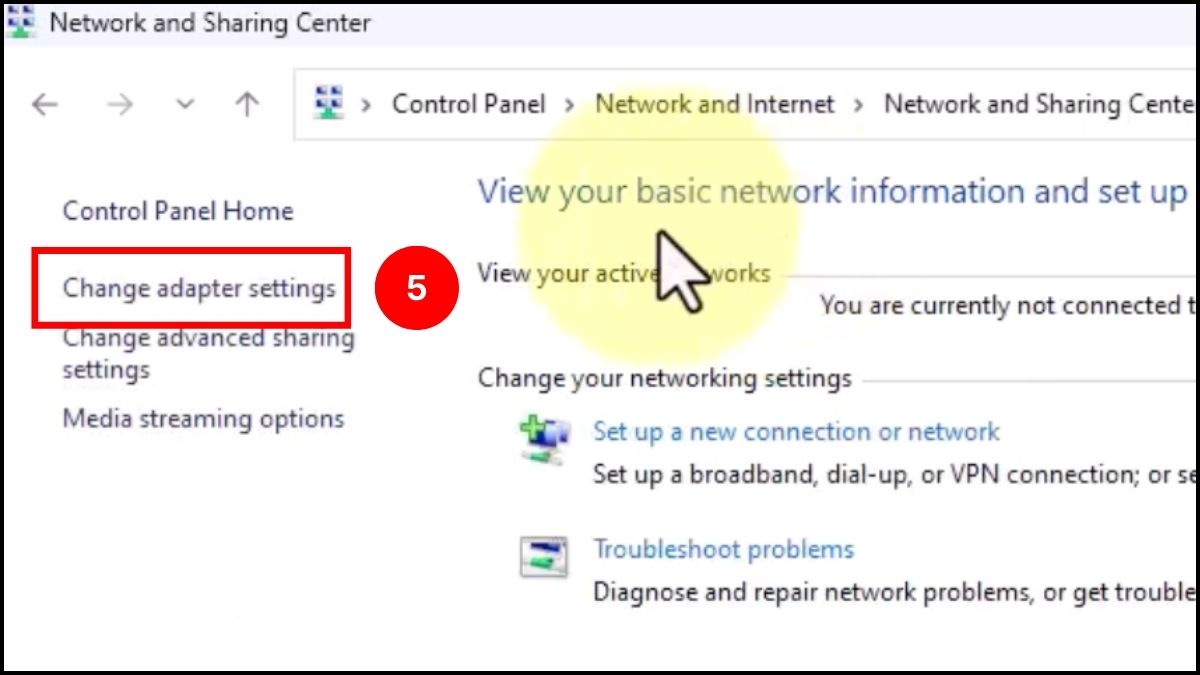 Ấn vào Change adapter settings