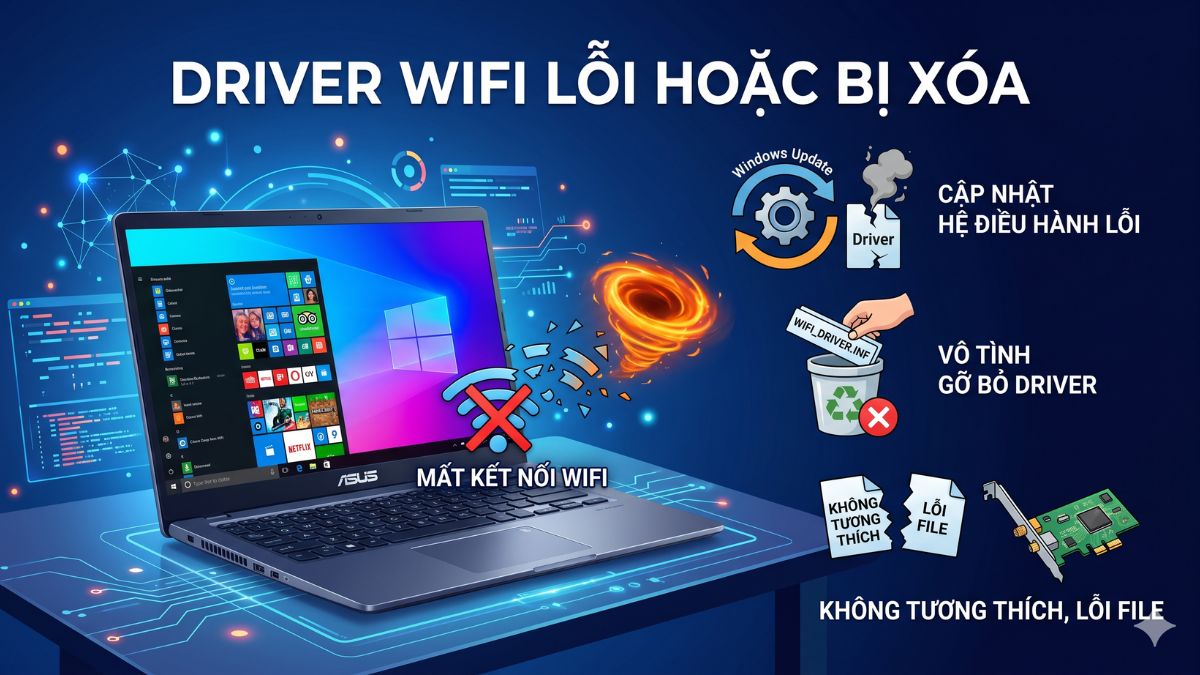 Driver WiFi laptop ASUS bị lỗi hoặc bị xóa