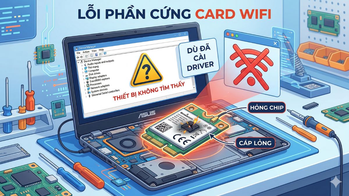 Lỗi phần cứng card WiFi khiến kết nối gián đoạn