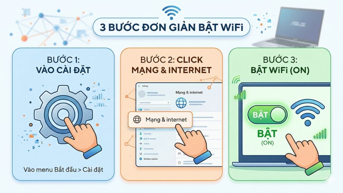 Kiểm tra đã bật WiFi chưa