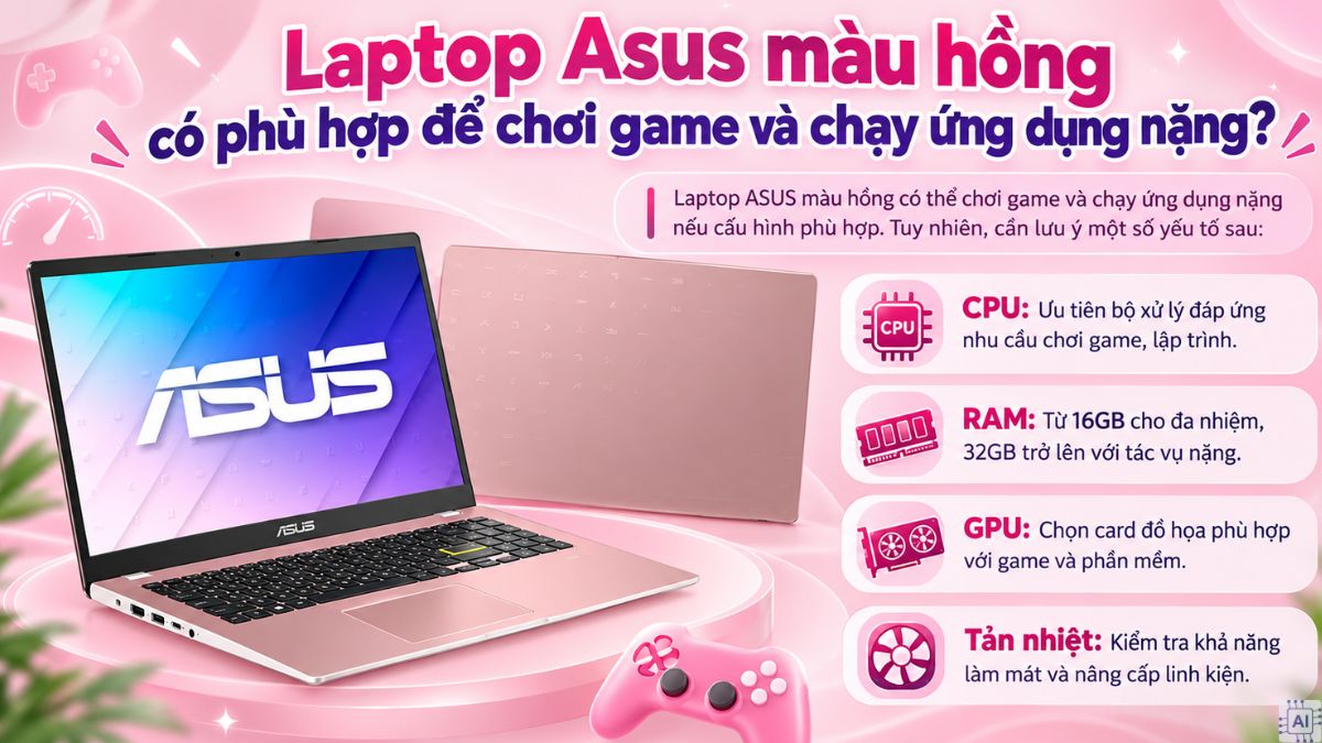 Hiệu năng sử dụng của laptop Asus màu hồng