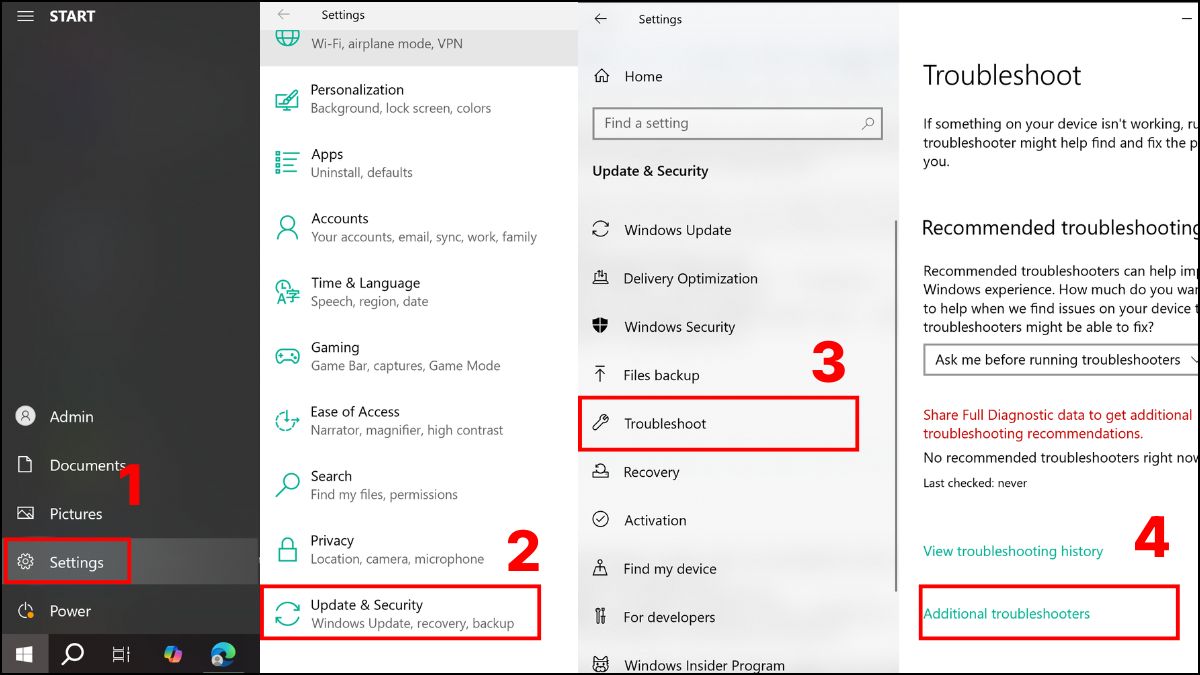 Chạy trình khắc phục sự cố nguồn điện Windows Troubleshoot bước 1