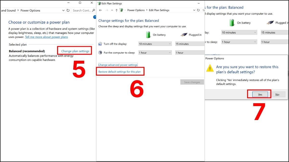 Thiết lập lại chế độ pin để hạn chế tình trạng laptop lag khi cắm sạc bước 2