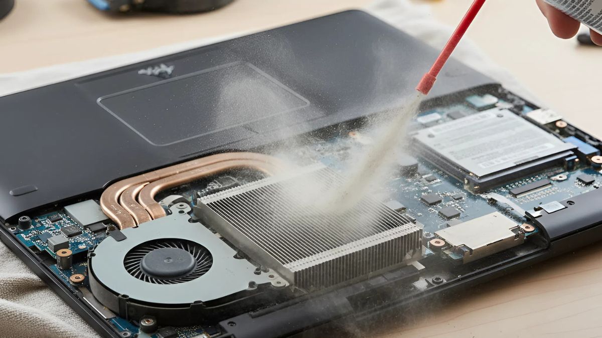 Làm sạch khe tản nhiệt để hạn chế nguy cơ laptop Dell bị sập nguồn bật không lên