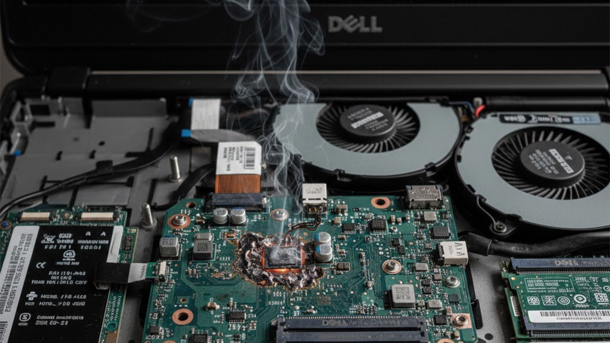 Mainboard gặp lỗi hoặc chập mạch có thể khiến laptop Dell bị treo khi mở máy