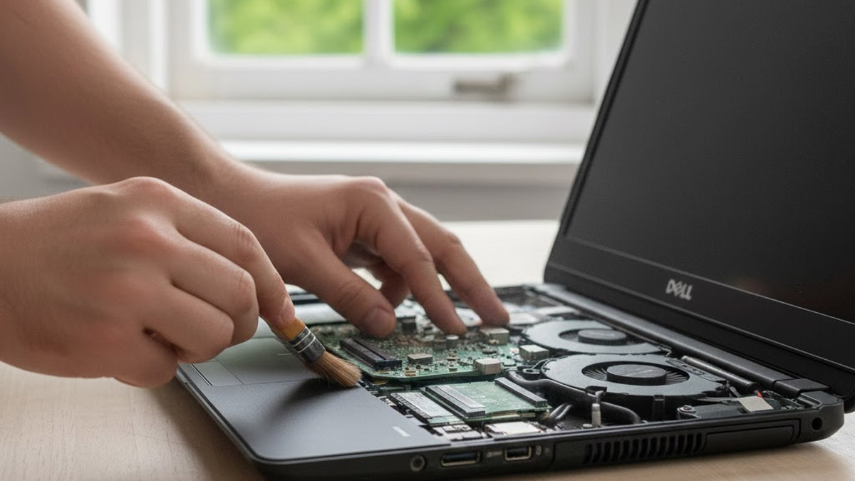 Vệ sinh máy tính và đặt nơi thoáng mát để hạn chế tình trạng máy Dell bị treo logo khi mở máy