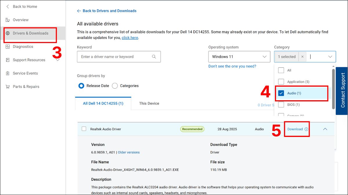 Cập nhật driver âm thanh mới nhất bước 2