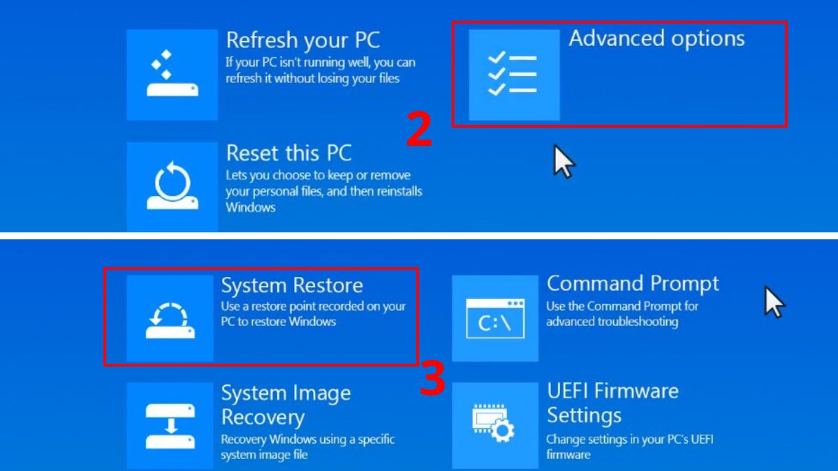 Đưa Win trở về phiên bản trước để khắc phục lỗi laptop Dell không vào được Win bước 2