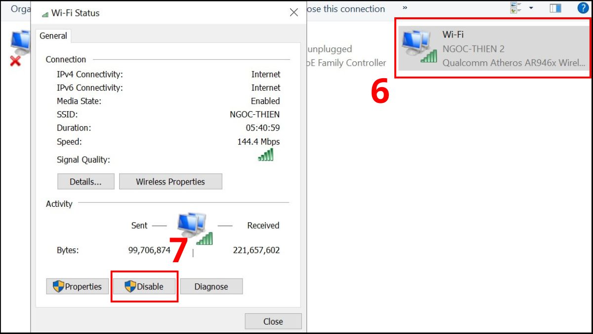Reset lại card mạng để khắc phục tình trạng laptop không hiển thị wifi bước 4