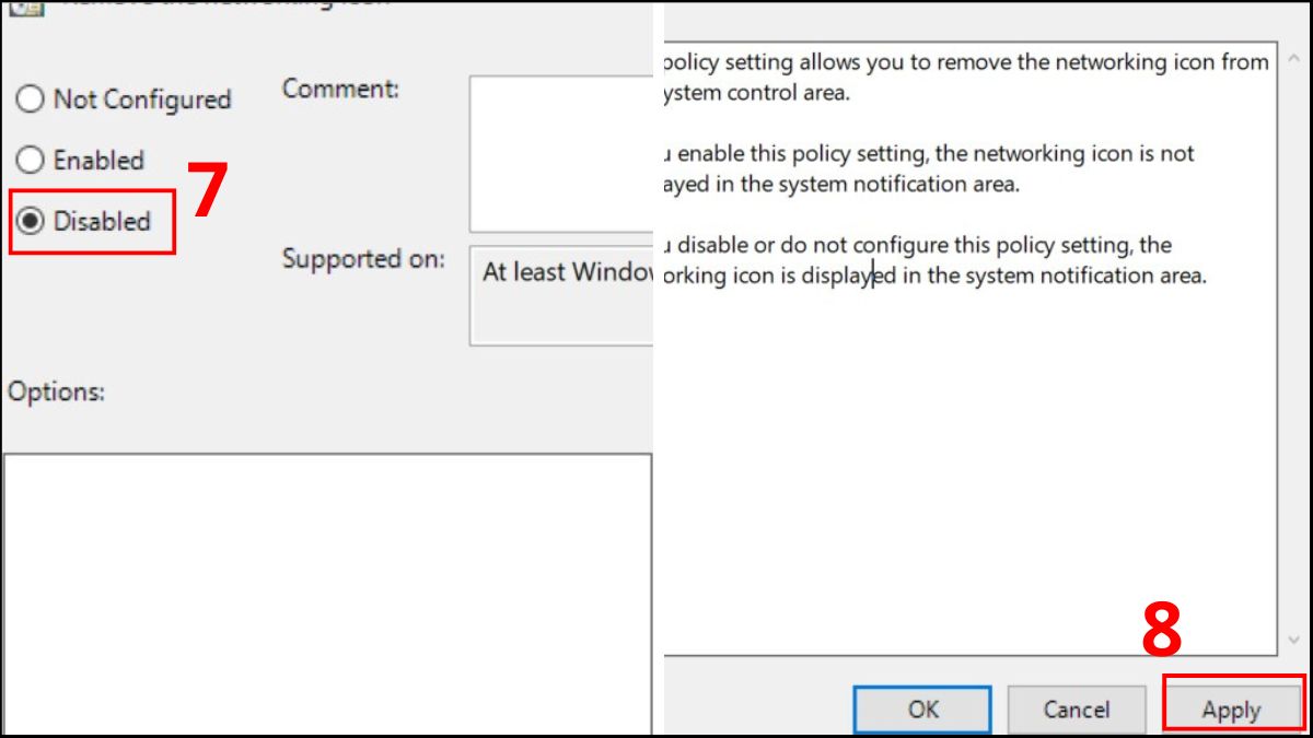 Kích hoạt biểu tượng Network icon trên Group Policy bước 4