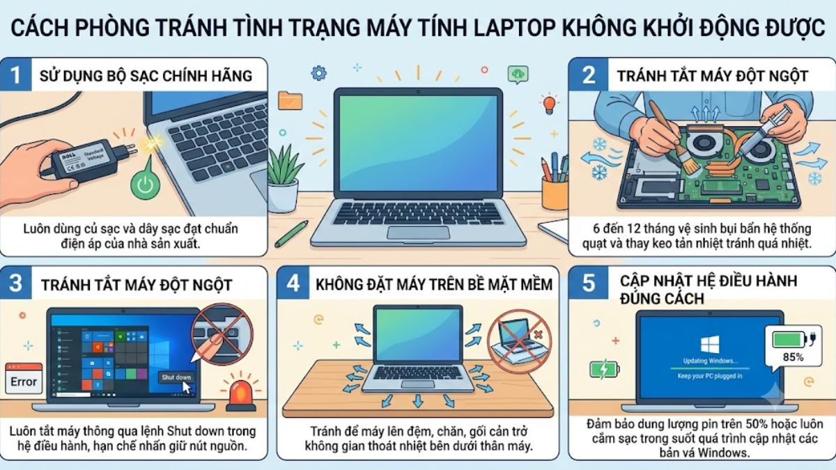 Phòng tránh tình trạng máy tính laptop khởi động không lên