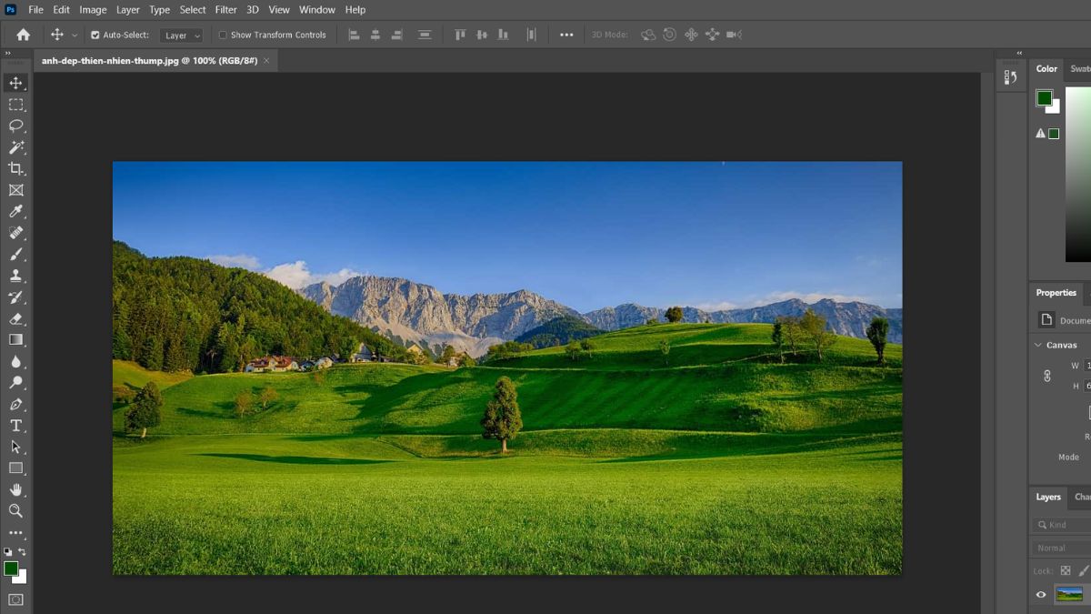 Sử dụng Eyedropper Tool để lấy mã màu trong Photoshop bước 1 (Hình minh họa)