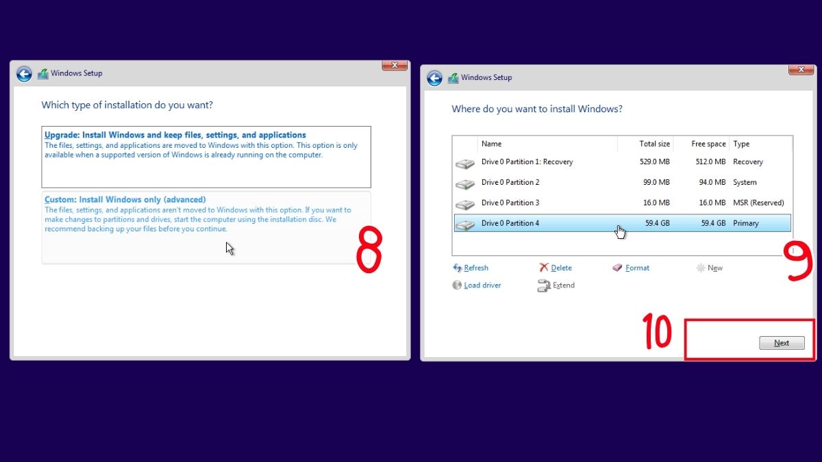 Cài đặt lại Windows (nếu phân vùng boot lỗi nặng) bước 4
