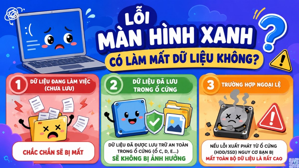 Lỗi màn hình xanh có làm ảnh hưởng dữ liệu
