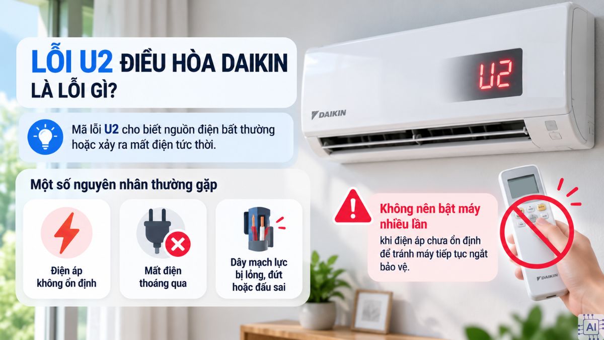 Lỗi U2 điều hòa Daikin