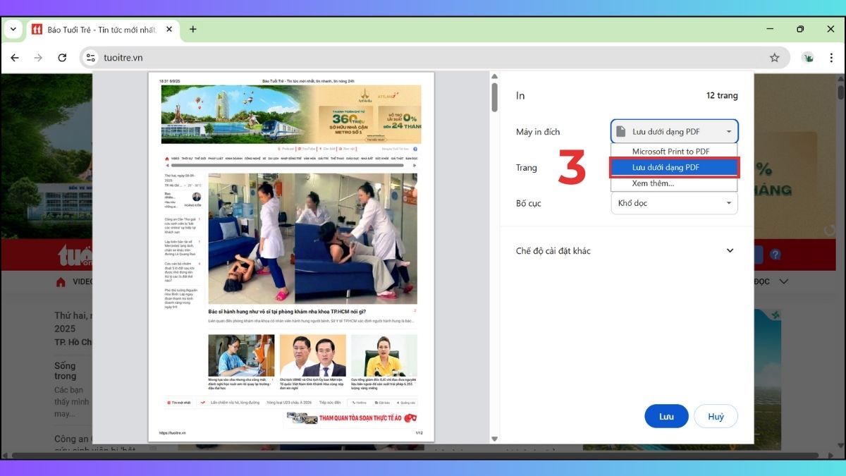 Cách lưu trang web thành PDF trực tiếp trên trình duyệt máy tính bước 2