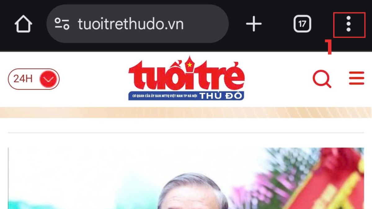 Cách lưu trang web thành PDF trên điện thoại Android bước 1