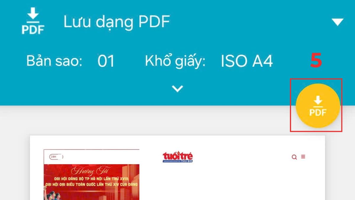 Cách lưu trang web thành PDF trên điện thoại Android bước 2