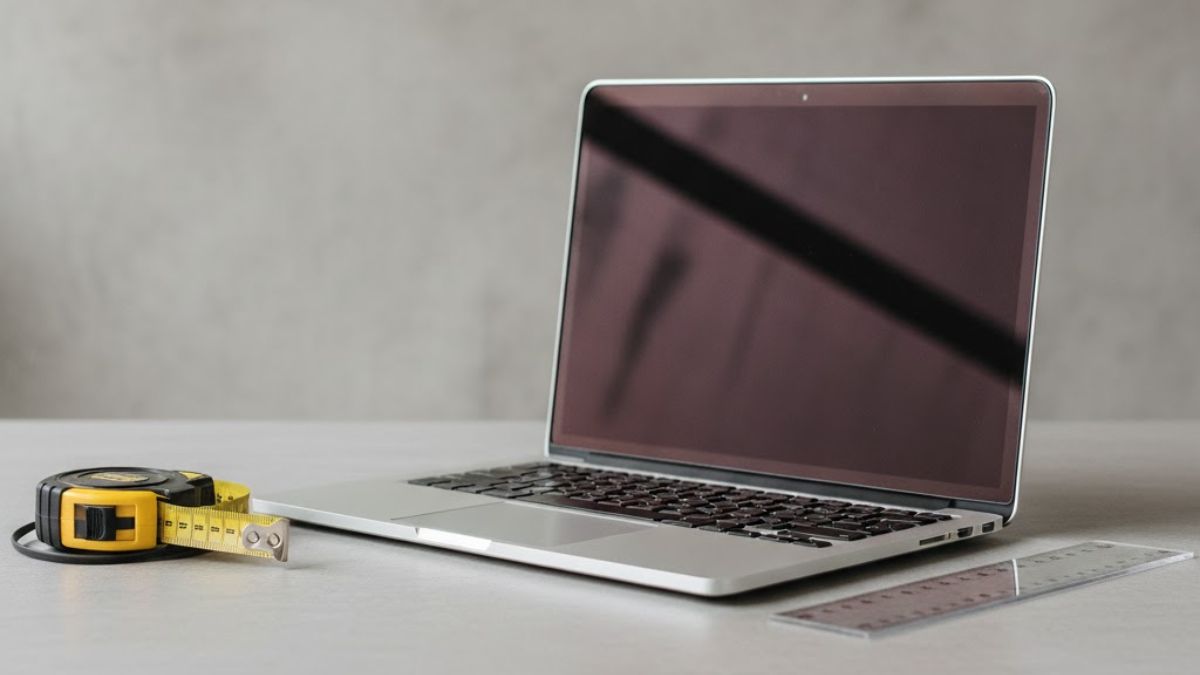 Tự đó kích thước MacBook bằng thước bước 1