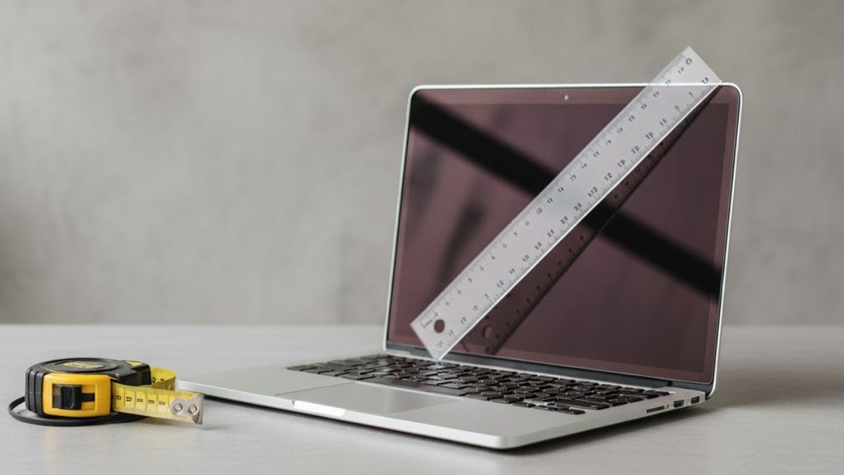 Tự đó kích thước MacBook bằng thước bước 2