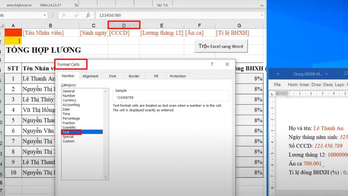 Chỉnh định dạng trong Excel