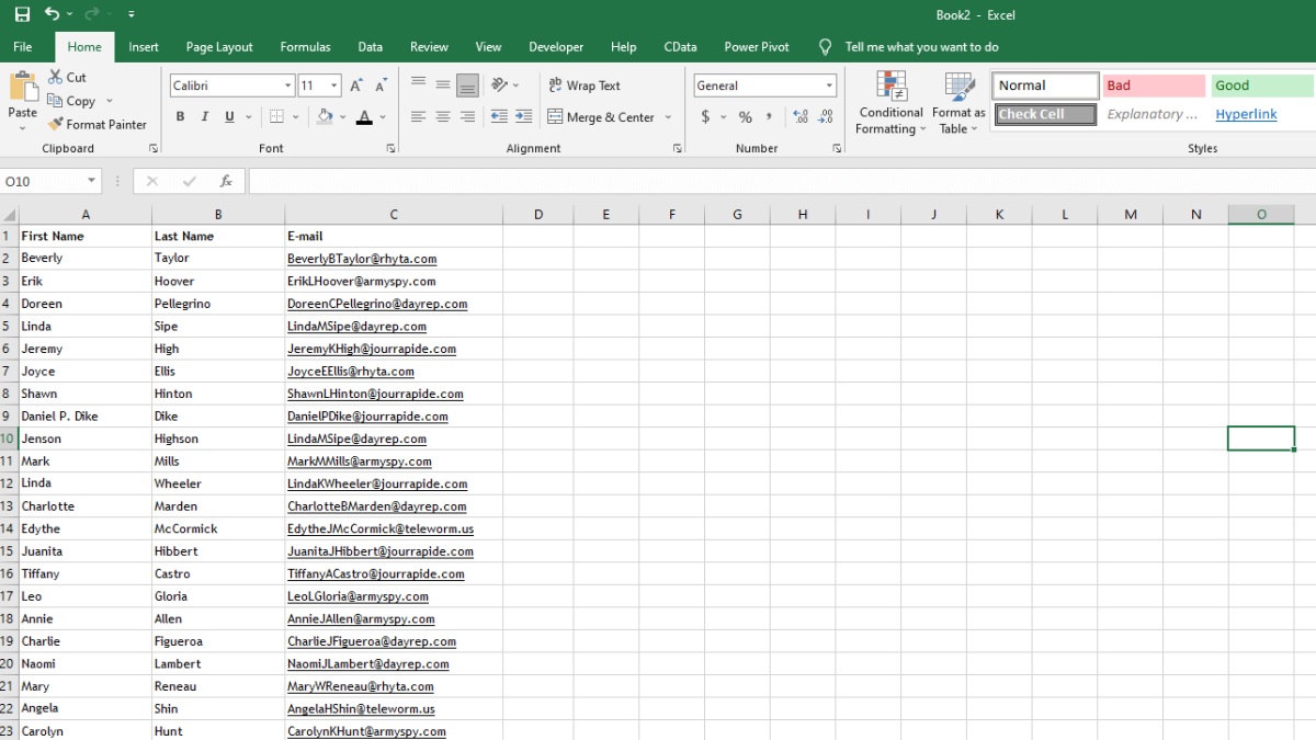 Chuẩn bị dữ liệu trước khi trộn thư trong Excel