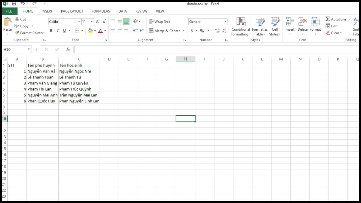 Cách tạo Mail Merge trong Excel bước 1